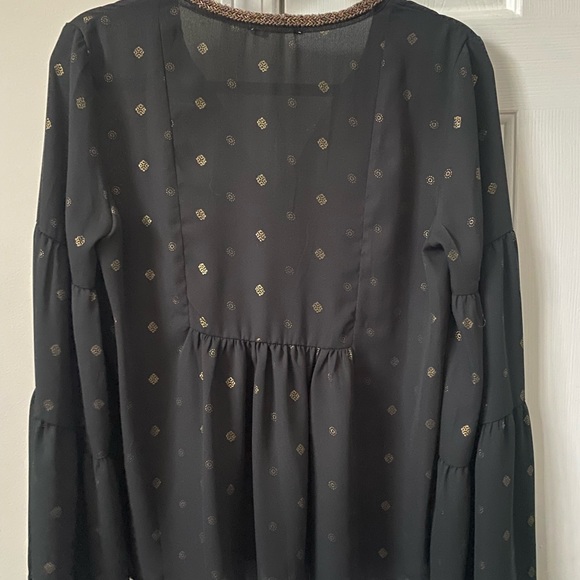 Black peplum top with gold accents - Picture 4 of 5